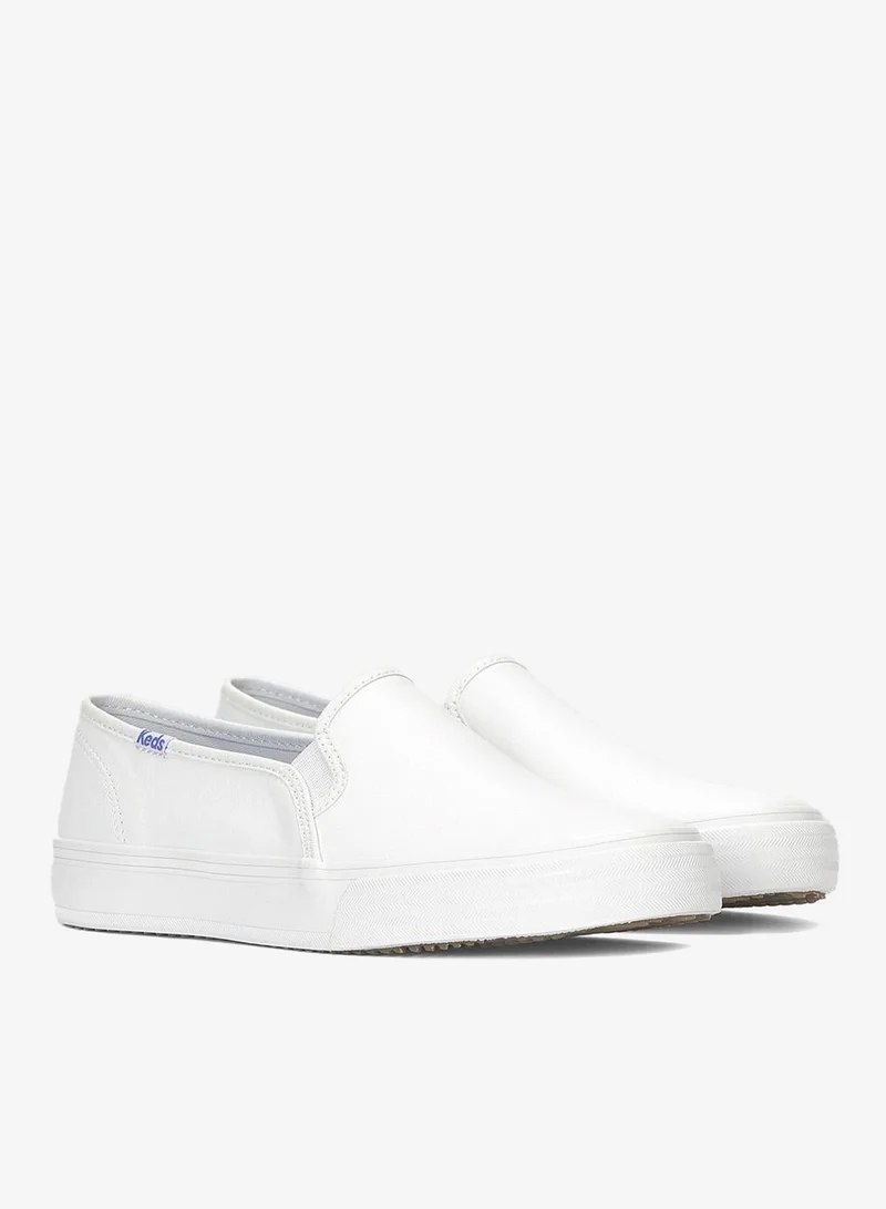 Keds white Keds Women's Double Decker Slip On Leather Casual Sneaker White for Women | Best Price UAE